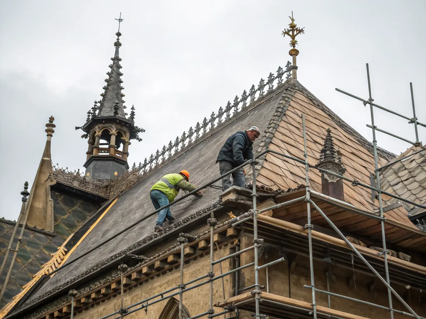 Close-up of skilled workers repairing brickwork on an old building, highlighting Melbourne Bricklayers Star's expertise in repairs and restoration.